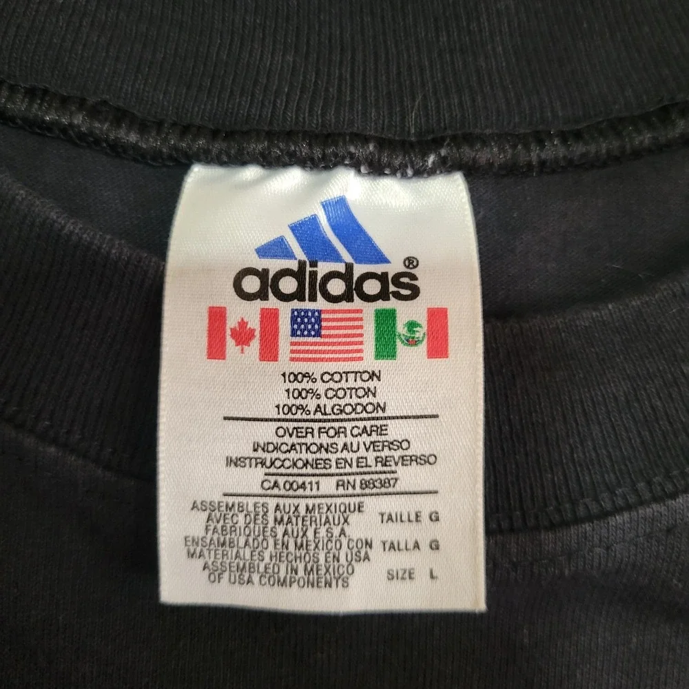 Adidas Vintage 90s 3-Stripe Short Sleeve Cotton T-Shirt Black Mens Large